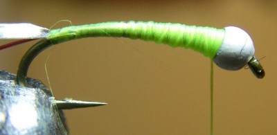 Chartreuse & Red ASB Chironomid Pupa Fly Pattern 