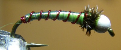 Chartreuse & Red ASB Chironomid Pupa Fly Pattern 