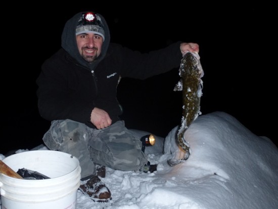 ... success ice fishing burbot from shore!