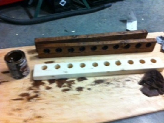 ... staining the rod rack!