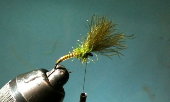 Olive Shuttlecock Emerger Fly 